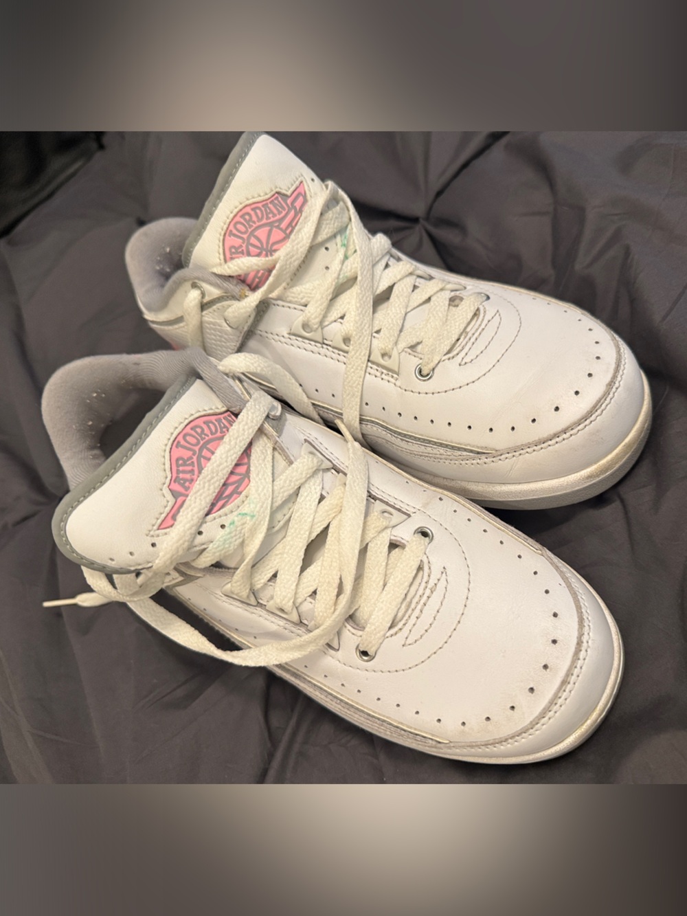 Jordan White Low-Top Sneakers with Pink Logo Accents